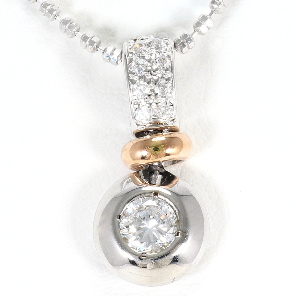 VINTAGE 14k Silver Zircon Necklace